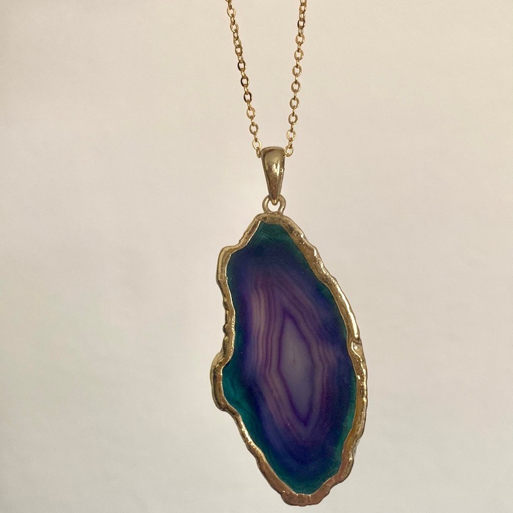 Blue + Purple Sliced Agate Necklace 🔮LAST ONE🔮